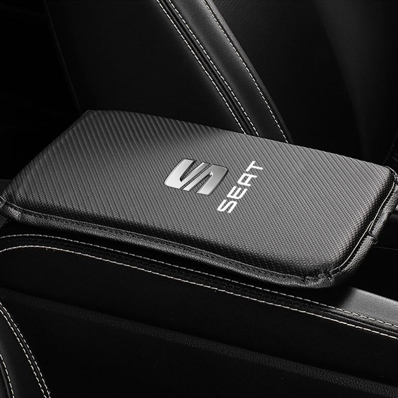 Podložka na loketní opěrku do auta z kůže z uhlíkových vláken Kryt polštáře loketní opěrky do auta pro SEAT Leon FR 5 6 MII Altea 5F Ibiza Toledo Cordoba Alhambra MK3