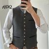Retro Single Breasted Waistcoat Men Oktoberfest Vest Traditional Costume Waistcoat Stand-Up Collar Button-up Theme Party Vest Gilet Sleeveless