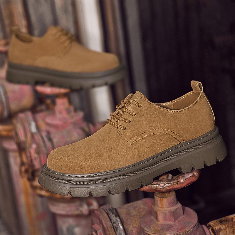 Sapatos Masculinos de Cadarço em Couro Respirável: Botas Casuais, Modernas, Que Aumentam a Altura, Resistentes ao Desgaste, com Solado Macio