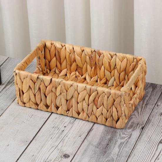1/2Pcs Storage Basket with Handle Sturdy Structure Large Capacity Strong Load-bearing Hand-Woven Scalloped Edge Wicker Baskets
