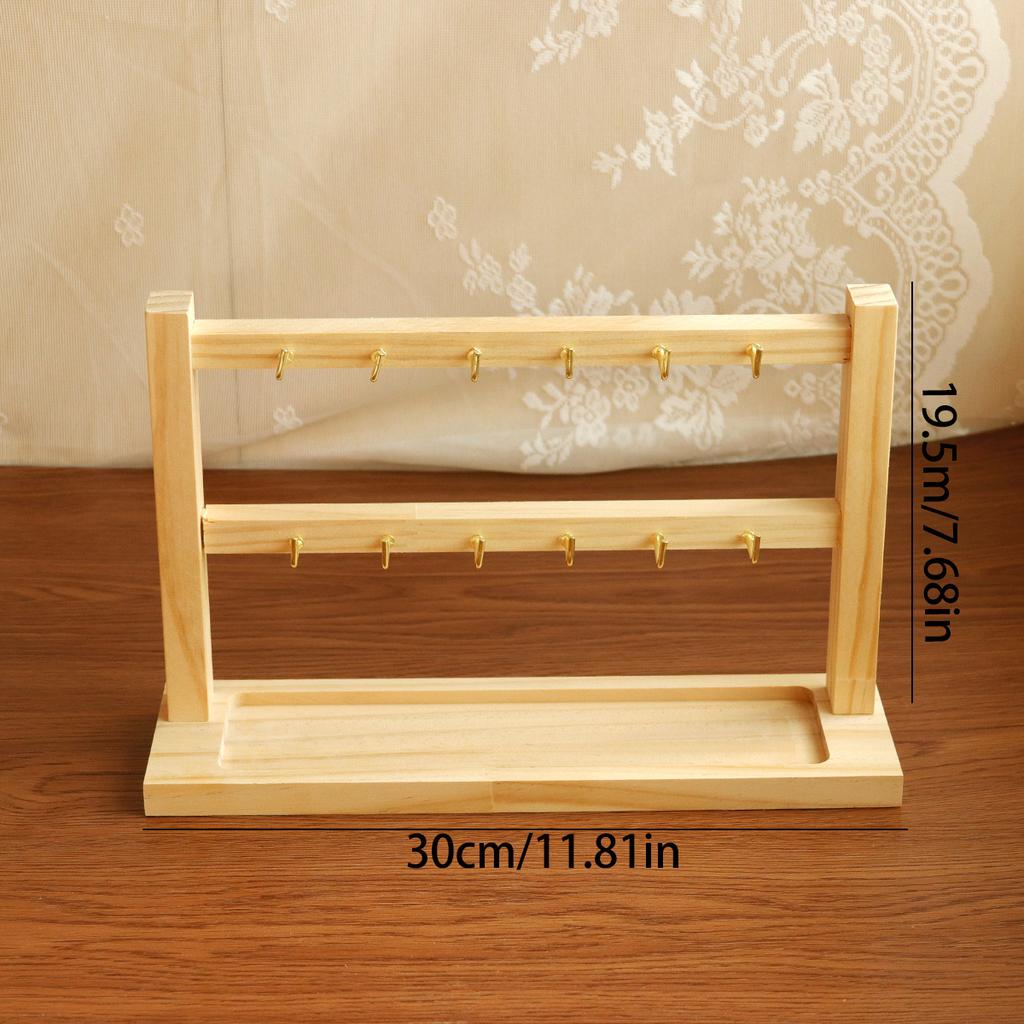 Wooden Jewelry Earring And Bracelet Hook Display Stand Storage Organizer with Key Ring Hook Real Wood Ear Studs Ring Holder