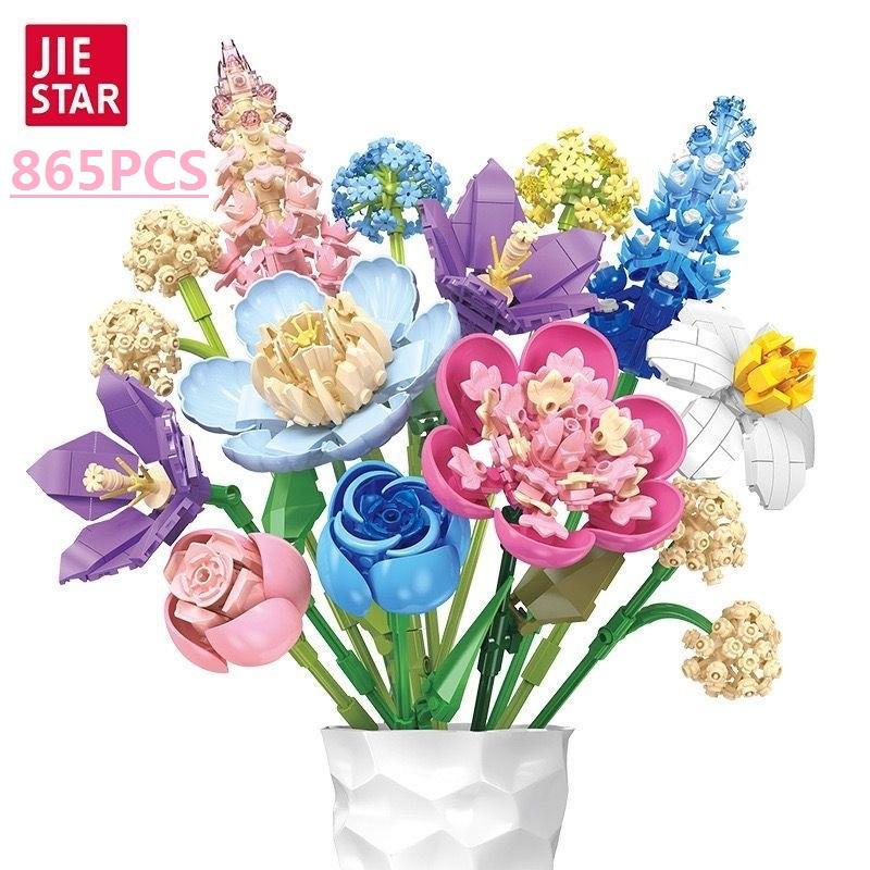 Plastic Blocks Simulation Flowers Building Bricks Eternal Plant Preserved Rose Artificial Bamboo Adult Toy Mom Gift Girl Present