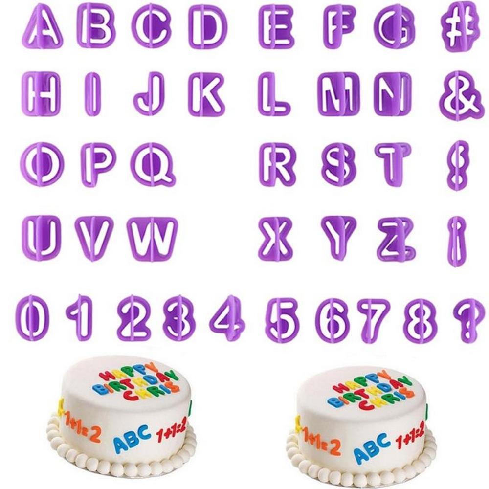 40pcs Alphabet Number Letter DIY Character Fondant Cake Decorating Set Icing Cutter Mold Moulds Cake Baking Tools Decor
