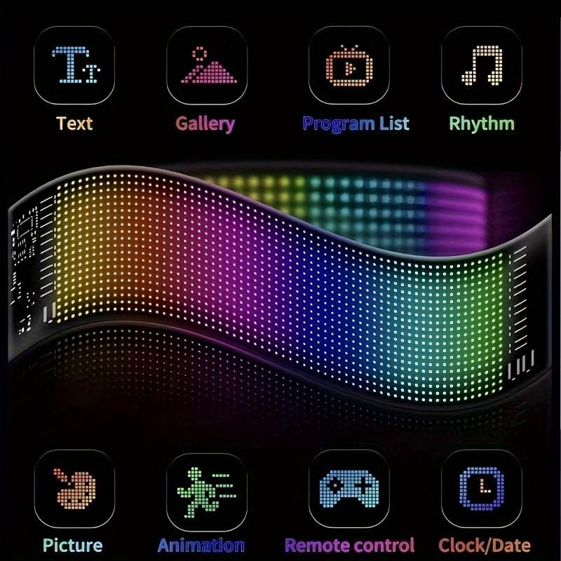 LED Pixel Soft Display, Programmable LED Screen Night Light, APP Control, Delayed Text Pattern Animation Window