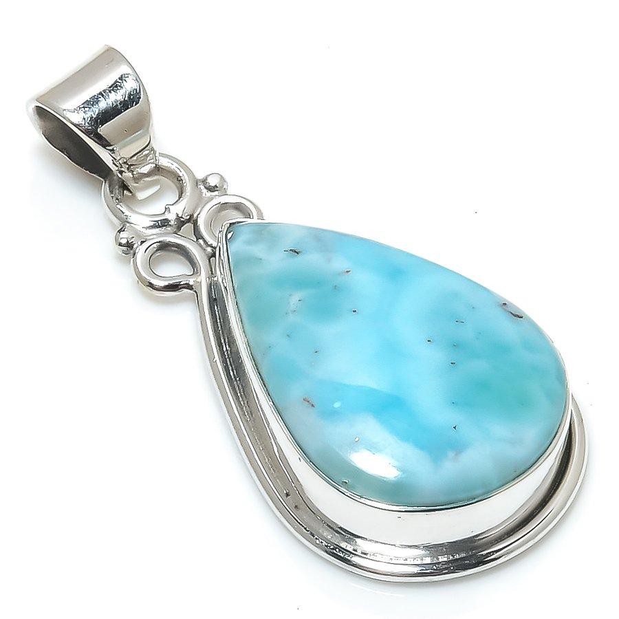 Natural Republic Larimar Gemstone 925 Solid Sterling Silver Pendant 1.75" r3C87