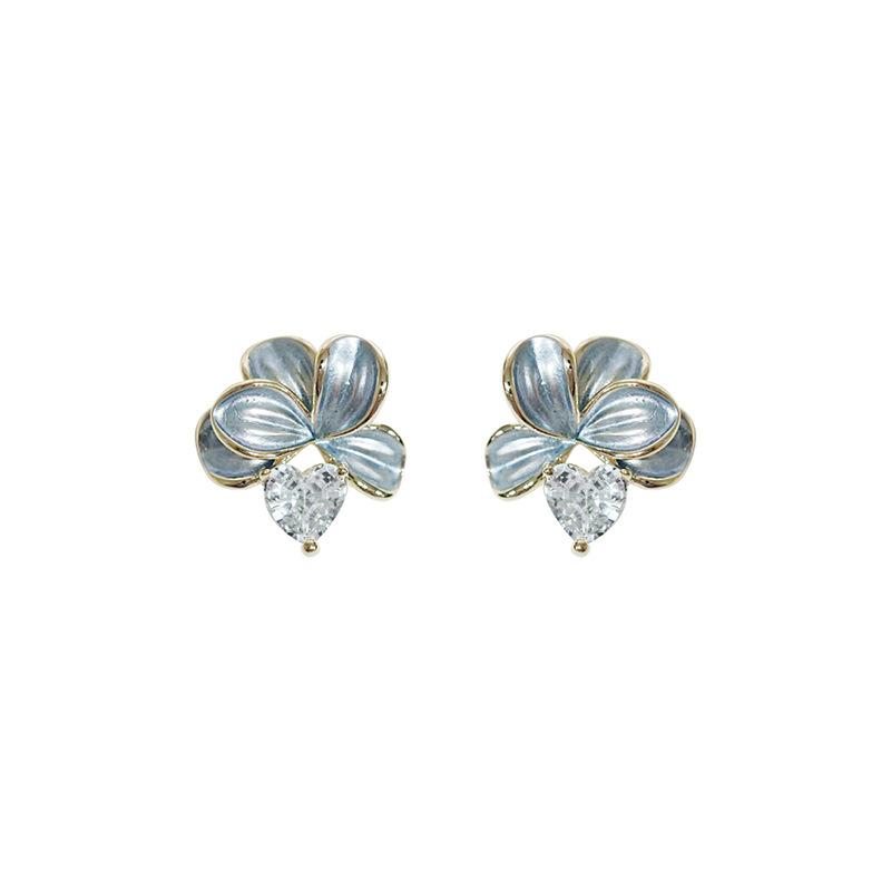 Silver needle cold flower stud earrings women's light luxury temperament new earrings unique high-end earrings