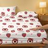 1 Cartoon Cute Strawberry Bear Pattern Digital Printed Frosted Fitted Sheett,Bedroom Printed Bed Cover,Bedding(No Pillowcase)