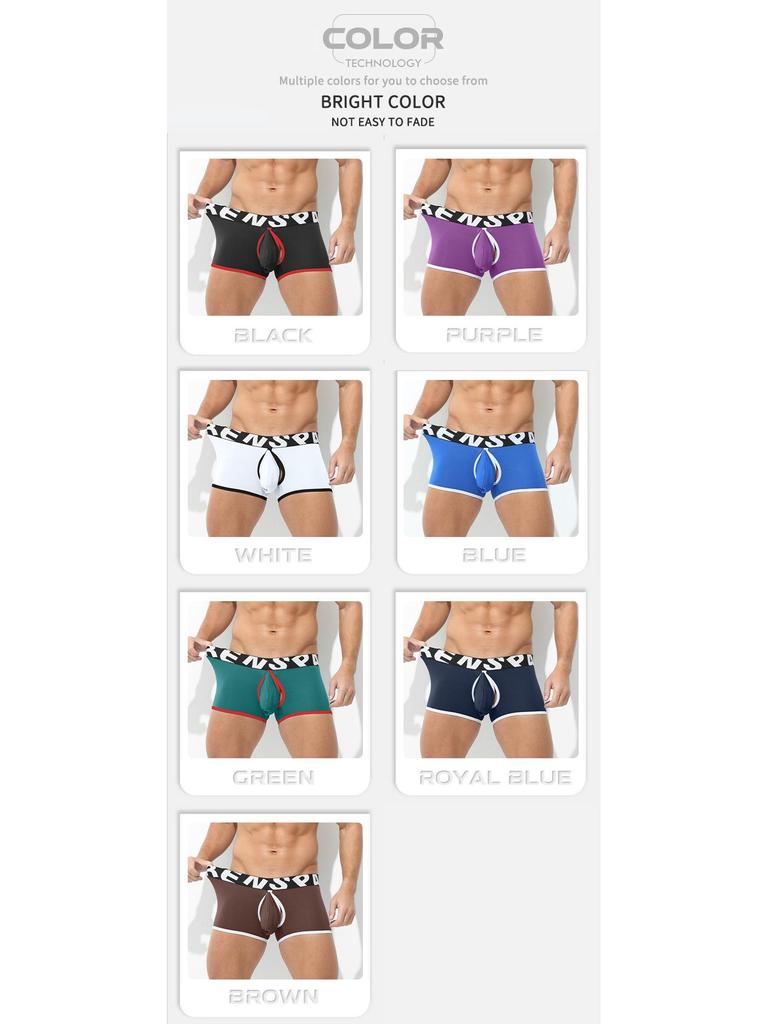 Men's Low-Rise Modal Quick-Release Boxer Briefs with Front and Back Slits – Sexy, Breathable European/American Classic