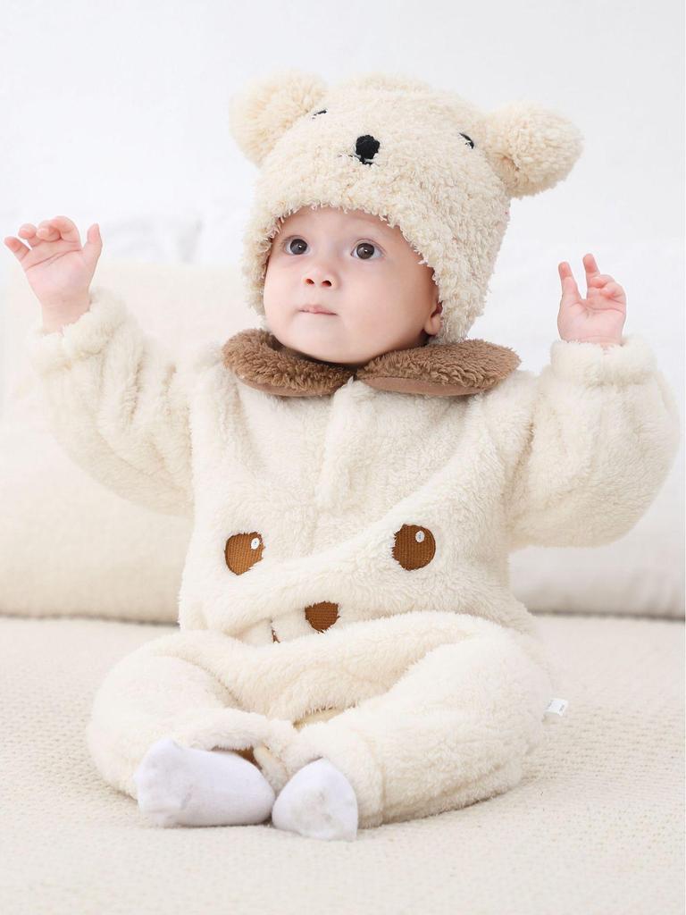 Cozy Fleece Cotton Baby Romper - Warm Long Sleeve Onesie for Autumn/Winter (Newborn To Toddler)