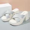 Trendy Women's Slippers 2024 Summer New Thick Sole Anti Slip Cross European and American Style Women's Shoes Platform Sandals