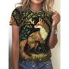 Modisches Damen Rundhals Kurzarm 3D Lässiges Farbprint Lässiges Kurzarm Rundhals T-Shirt