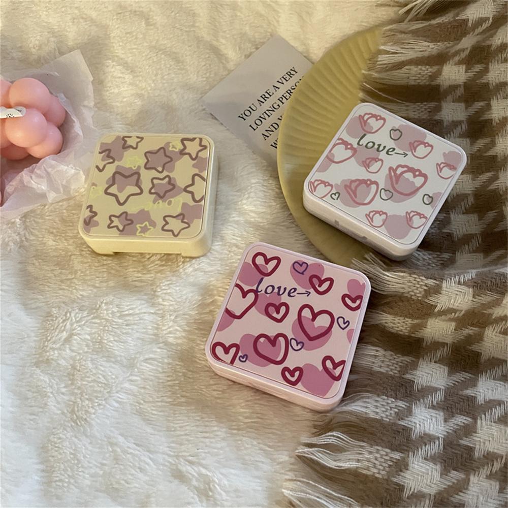 Contact Lens Storage Case Portable Lens Case With Mirror Travel Lens Box Pink For Makeup Bag Travelers Work