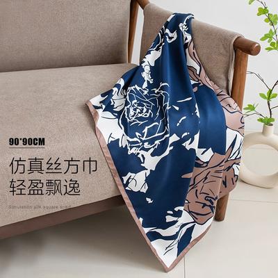Rosen-Seidenschal Damen-Twill-Seide großer quadratischer Schal Vielseitiger dekorativer Schal Herbst- und Winterschal Farbabstimmung Modefaden Sonnenschutz