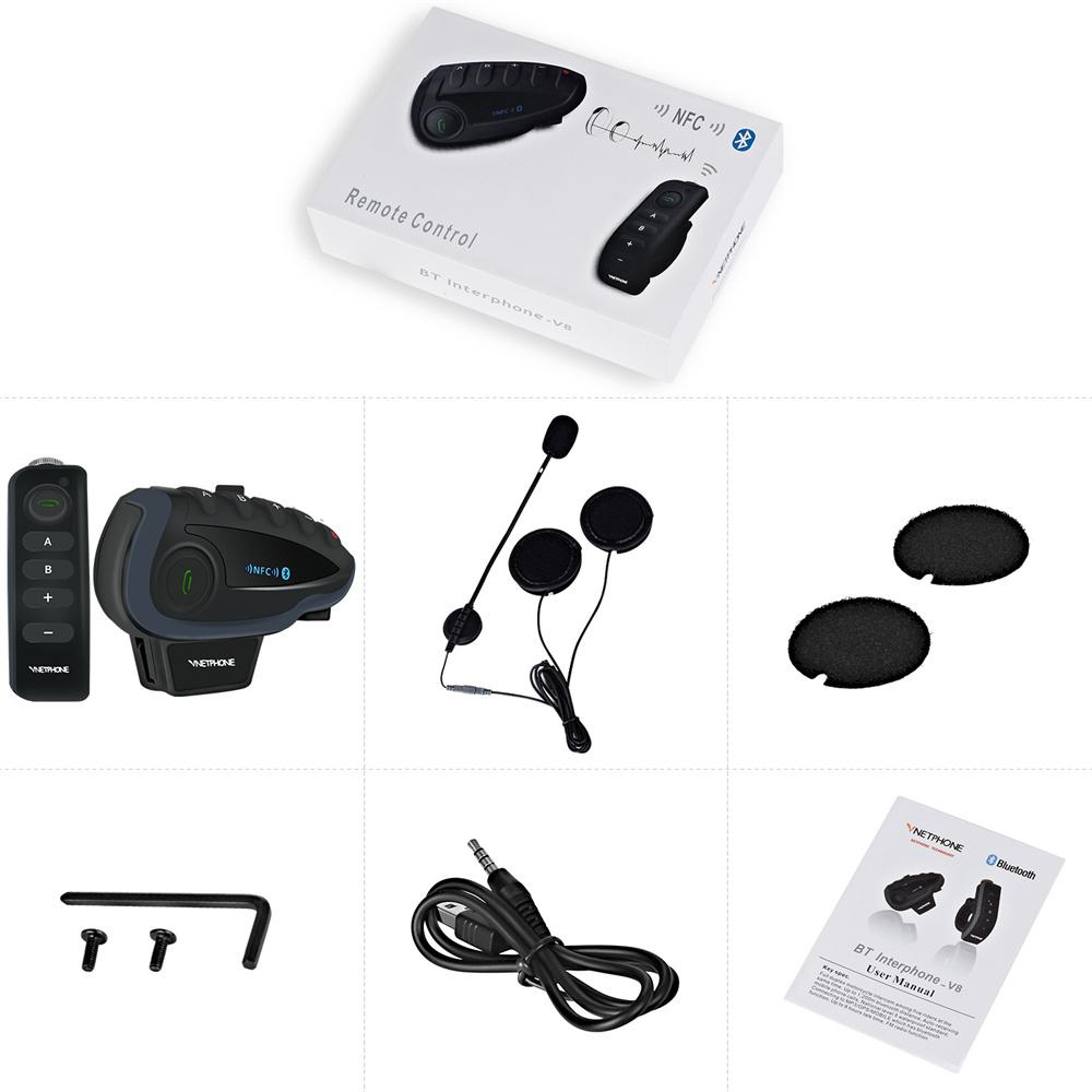 1× Motorcycle Helmet Bluetooth Interphone Headset NFC Remote Control Full Duplex