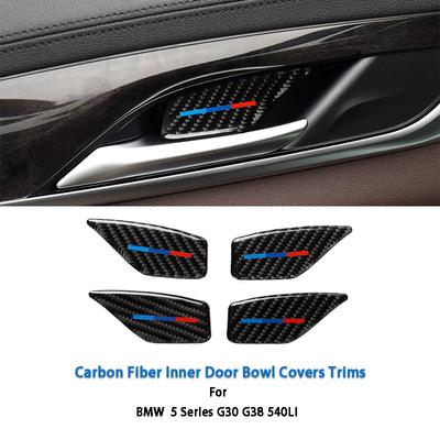 4 sztuka = 1 zestaw z włókna węglowego wewnętrzna miska na drzwi samochodu ochrona wykończenia naklejki Car Styling dla BMW serii 5 G30 G38 540Li Auto