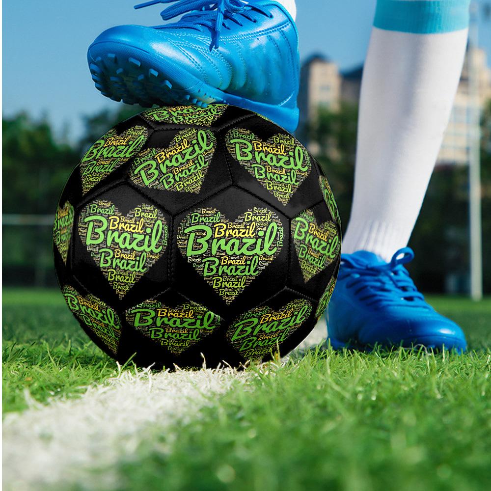 Brazil National Football Team Theme Soccer Ball Size 5 Soccer Ball Soft Touch Professional Training Football for Outdoor Sports