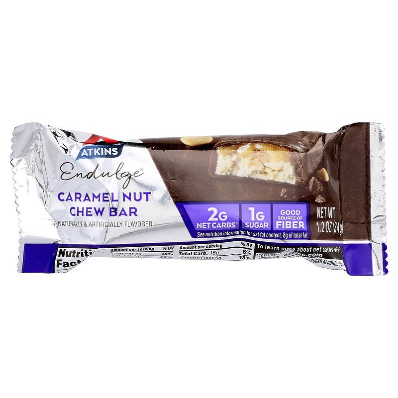 Endulge™, Caramel Nut Chew Bar, 5 Bars, 1.2 Oz (34 G) Each
