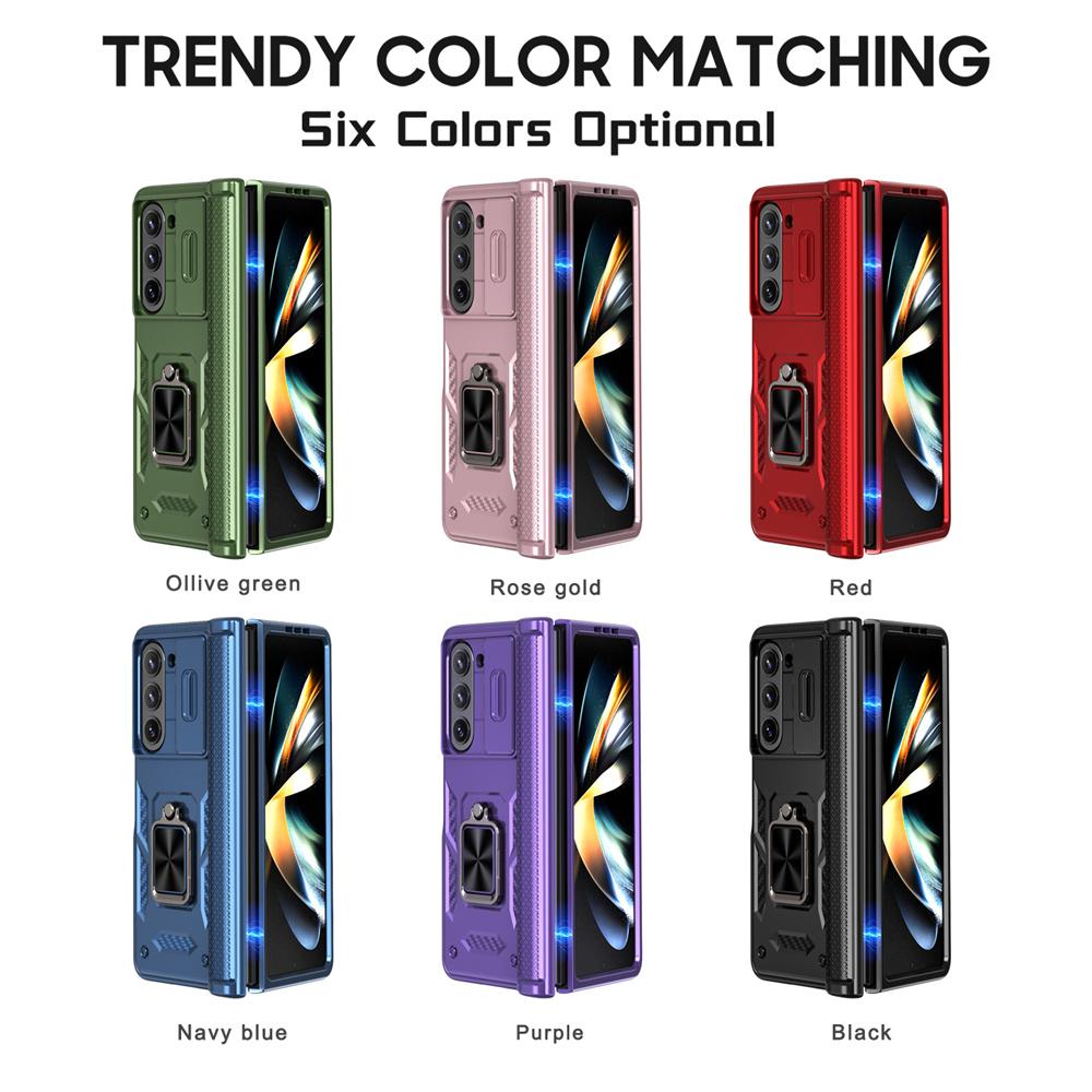 Hinge Protection Phone Case for Samsung Galaxy Z Fold 6 5G Heavy Duty Protective Cover with 360° Magnetic Ring Stand Kickstand