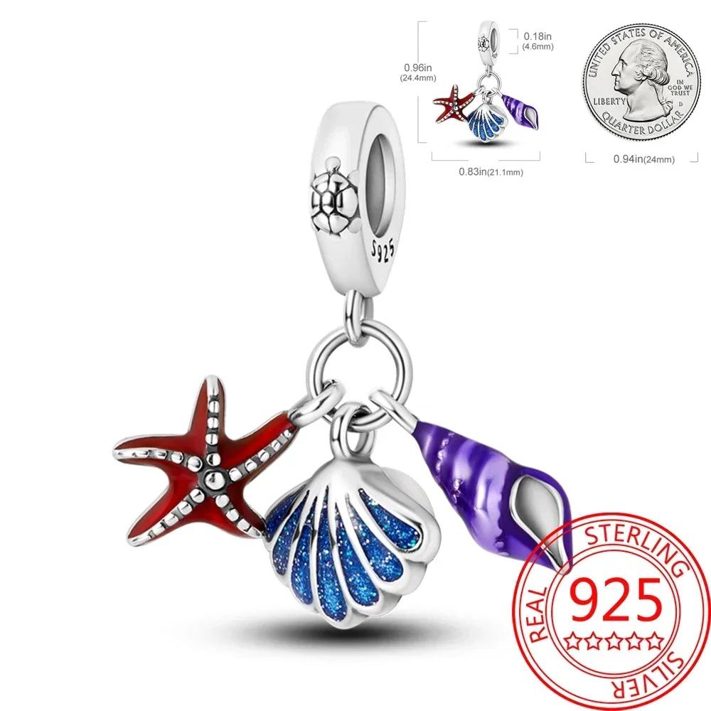 Kupfer Blau Ozean Serie Perlenanhänger Passend Für Das DIY Armband Der Marke Damenschmuck Freundin Geschenke