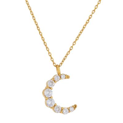 Stylish Minimalists Moon Necklace Featuring Zircon Gemstones And Comfortable Stainless Steel