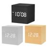 Wooden Digital Alarm Clock with Temperature LED Clock Art Ornament USB/Battery Powered Bedroom Table Clock for Office Room Decor