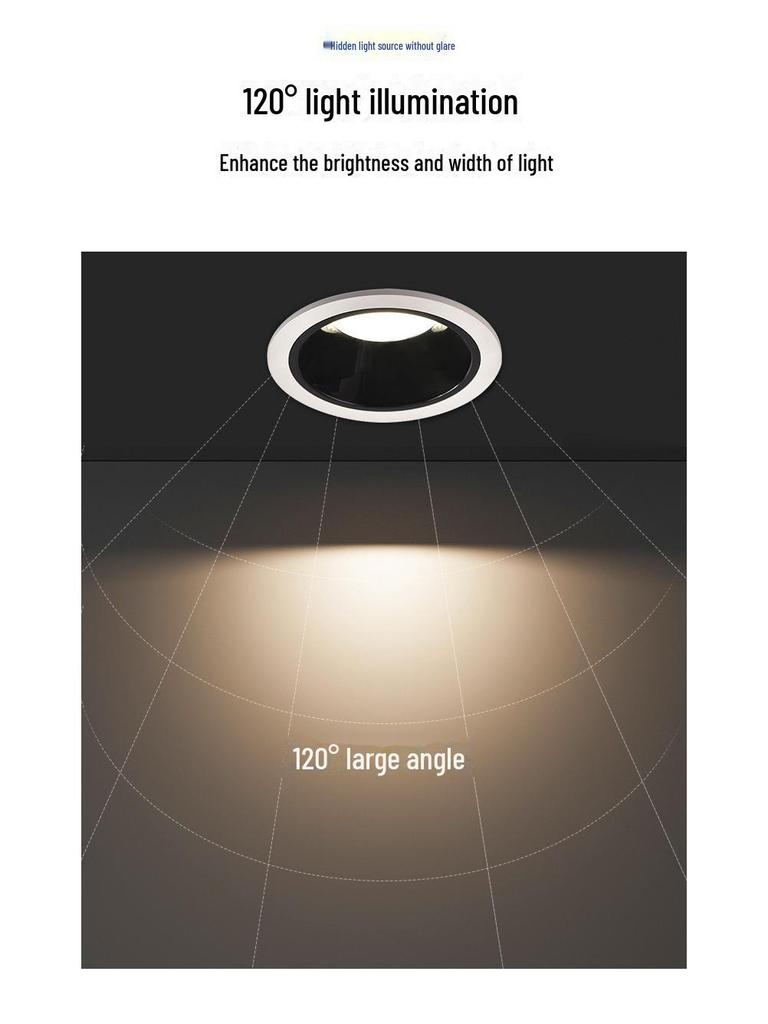 Blendfreies LED-Einbau-Downlight mit tiefem Reflektor für Zuhause und Flur, Vollspektrum-Deckenleuchte mit 75 Löchern