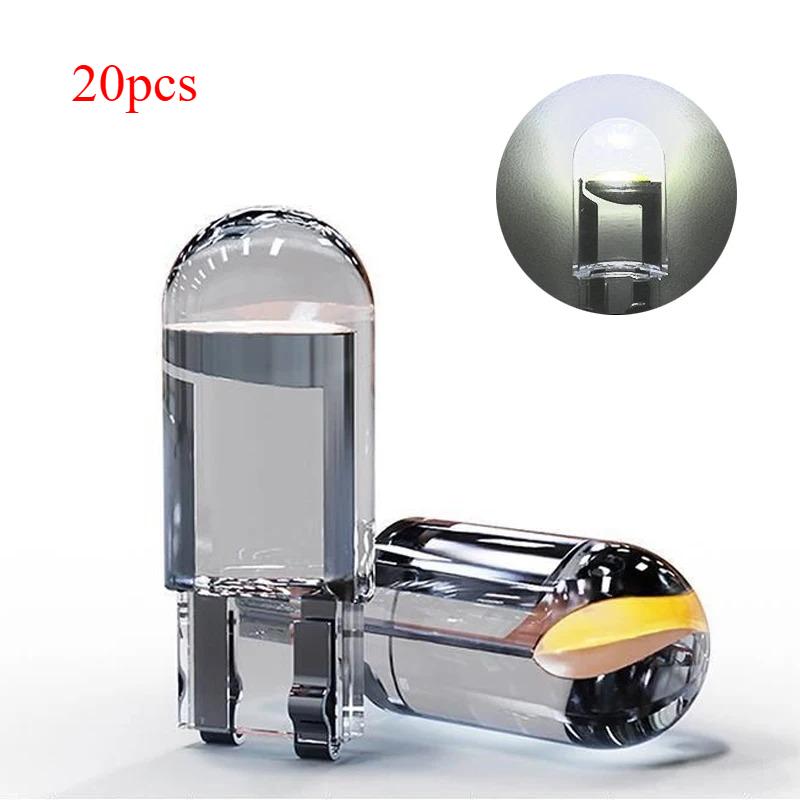 10X New W5W LED Canbus T10 Car Lights COB Glass Interior Parts Bulbs 6000K White Auto License Plate Lamp Dome Read Light 12V