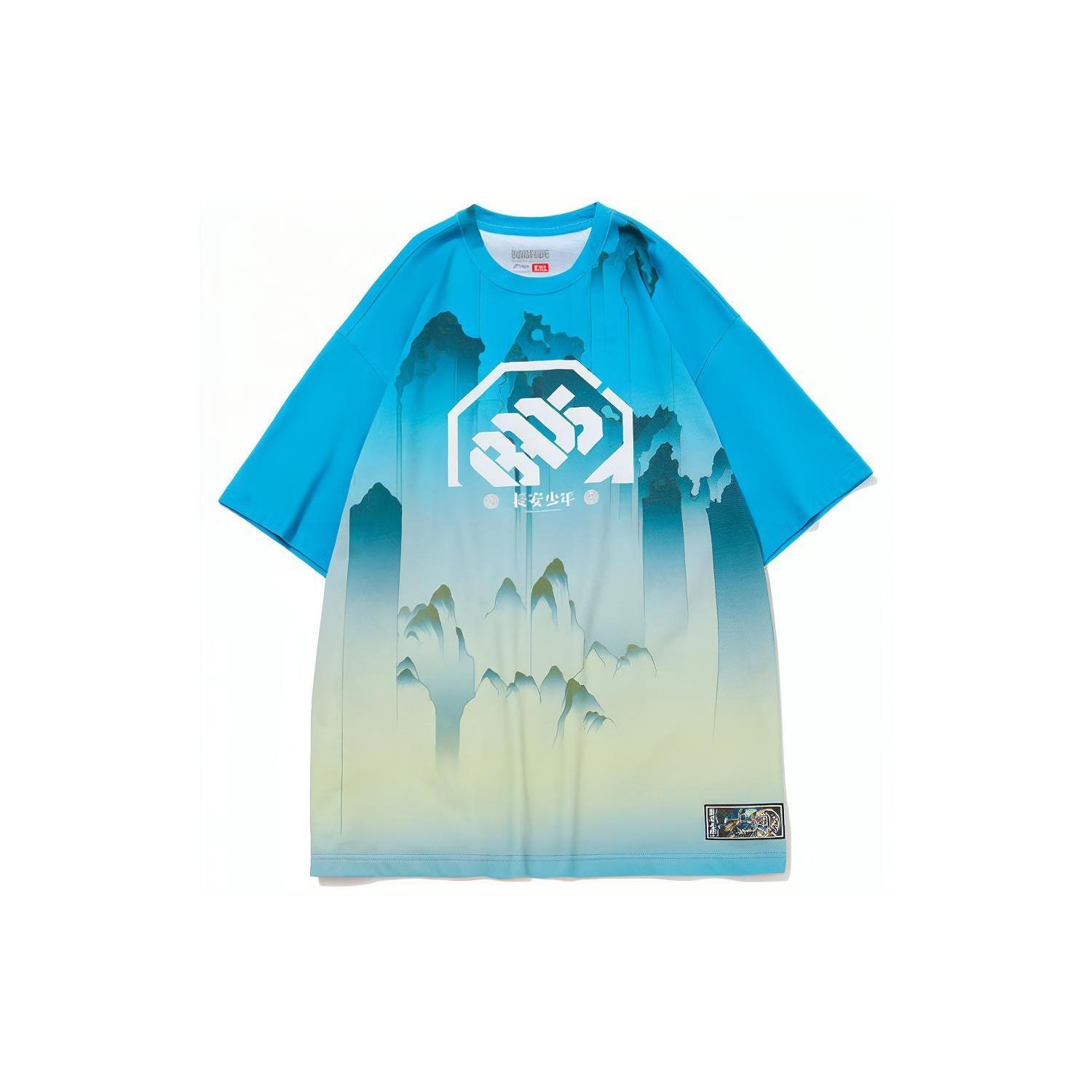 Li-Ning BadFive Graphic T-shirt Blue Multi Men s AHSQ905-1 M