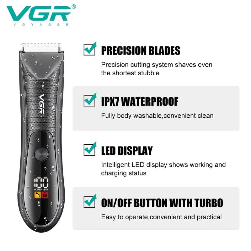 New Electric Body Hair Trimmer Full Body Washable Stainless Steel Men's Universal Shaving LCD Digital Display  Nose Hair Trimmer  Safe Trimming