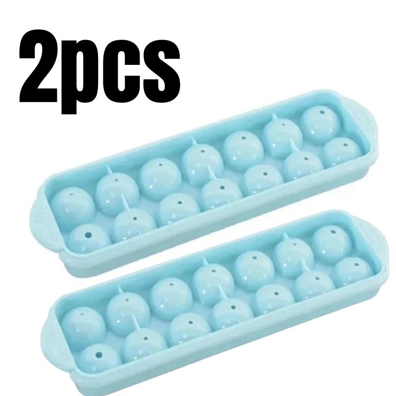 3D Runda Bollar Is Plastformar DIY Kubbricka Silikonformar för Whisky Juice Istillverkning Hushållsisform med Lock