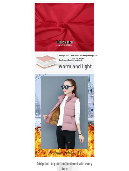 Specht Damen Fleecegefütterte Winter Baumwollweste, Warm & Verdickt, Ärmellose Kurze Jacke (Herbst/Winter 2025)