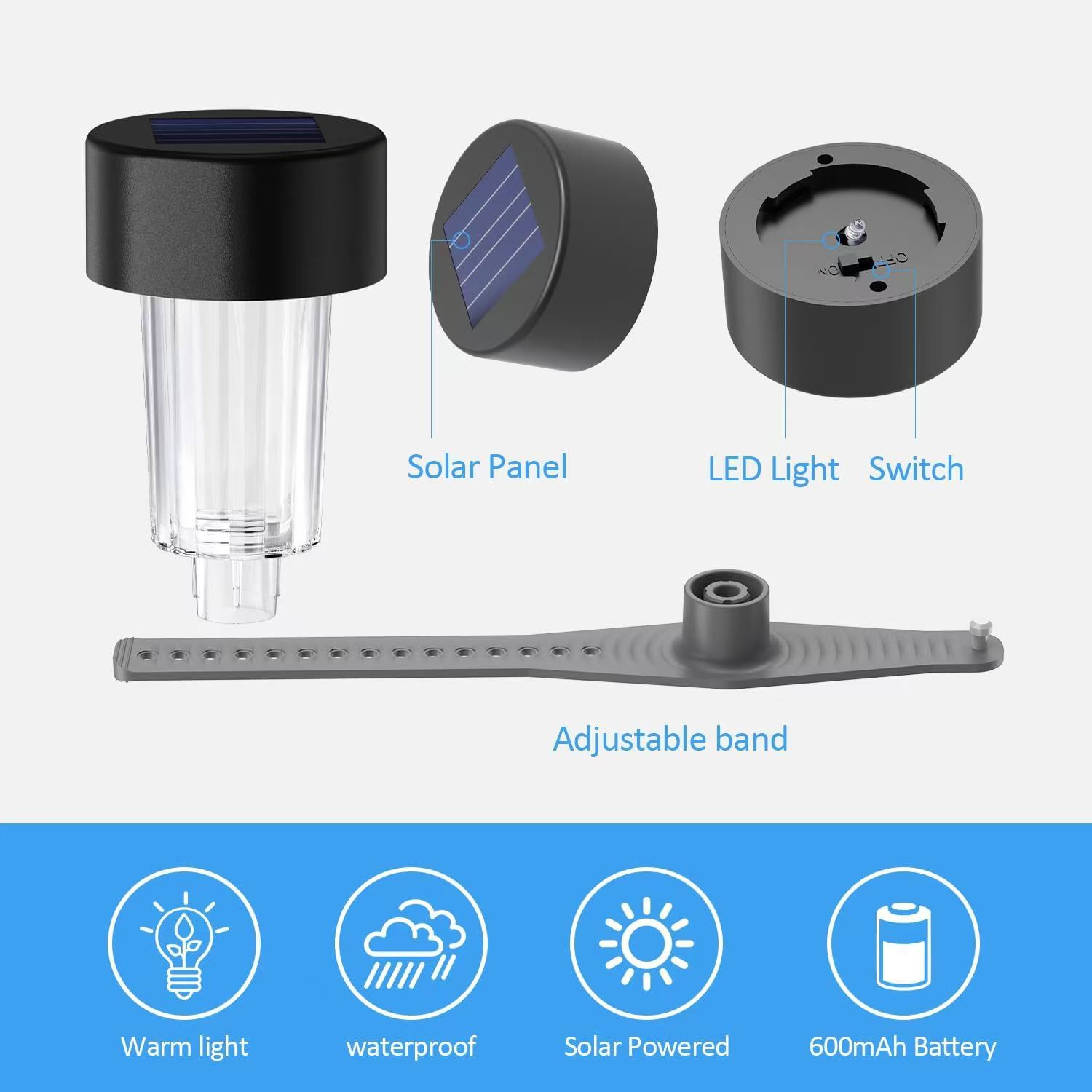 

Солнечные светодиодные светильники для бассейна, надземные украшения для ограждения бассейна, светодиодные водонепроницаемые аксессуары для бассейна, ночные светильники 1 Pcs