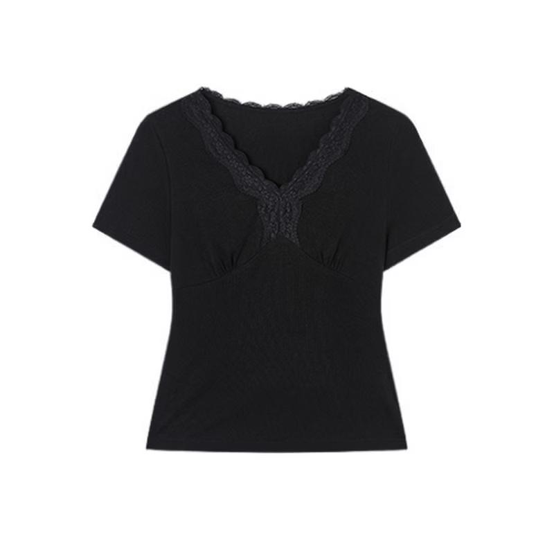 Women s V-Neck Knit Short Sleeve Top L