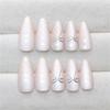 Nakhi 24 Reusable Artificial Fake Nail Set | Base Silver Glitter with Bow Design Glossy Nails | Lightweight & Long Lasting | Quick Fix For Festiva