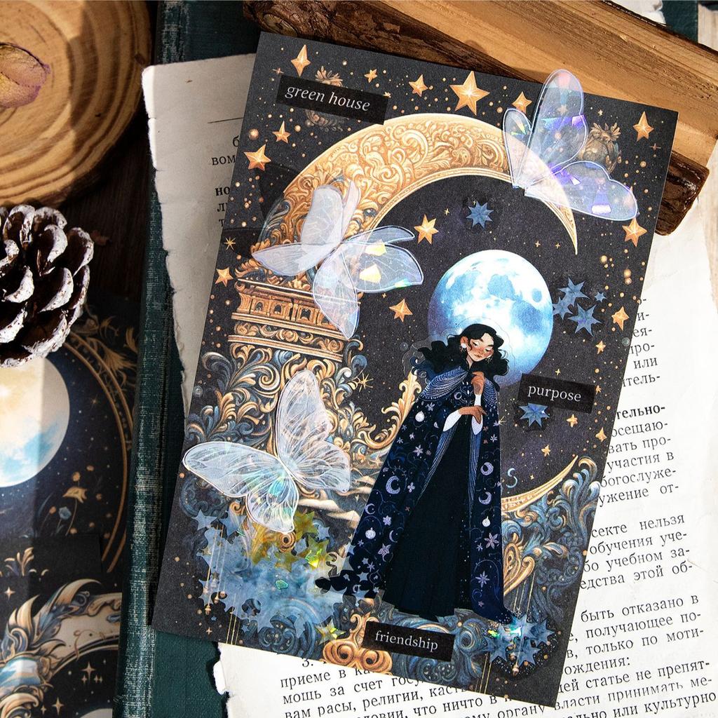 30pcs/lot Memo Pads Material Paper Let the moon fall Diary DIY Scrapbooking Cards Junk Journal Retro Background Decoration Paper