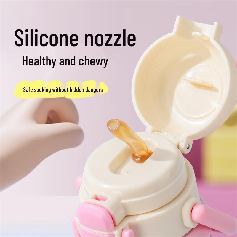 Tazza Termica Carina a Cartone Animato in Acciaio Inossidabile 316 con Manico - a Doppia Parete e Portatile per Bambini e Studenti
