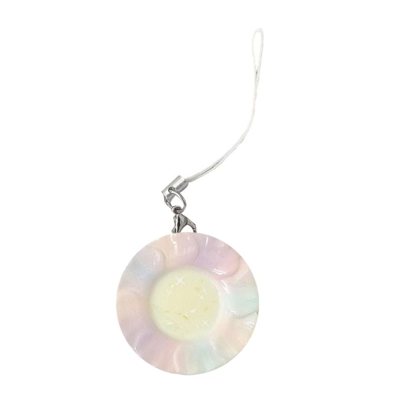 

Sweet Creamy Plate Keychain Cute Dessert Design Resin Key Ring For Bags Gift Lightweight Jewelry Accessory жёлтый