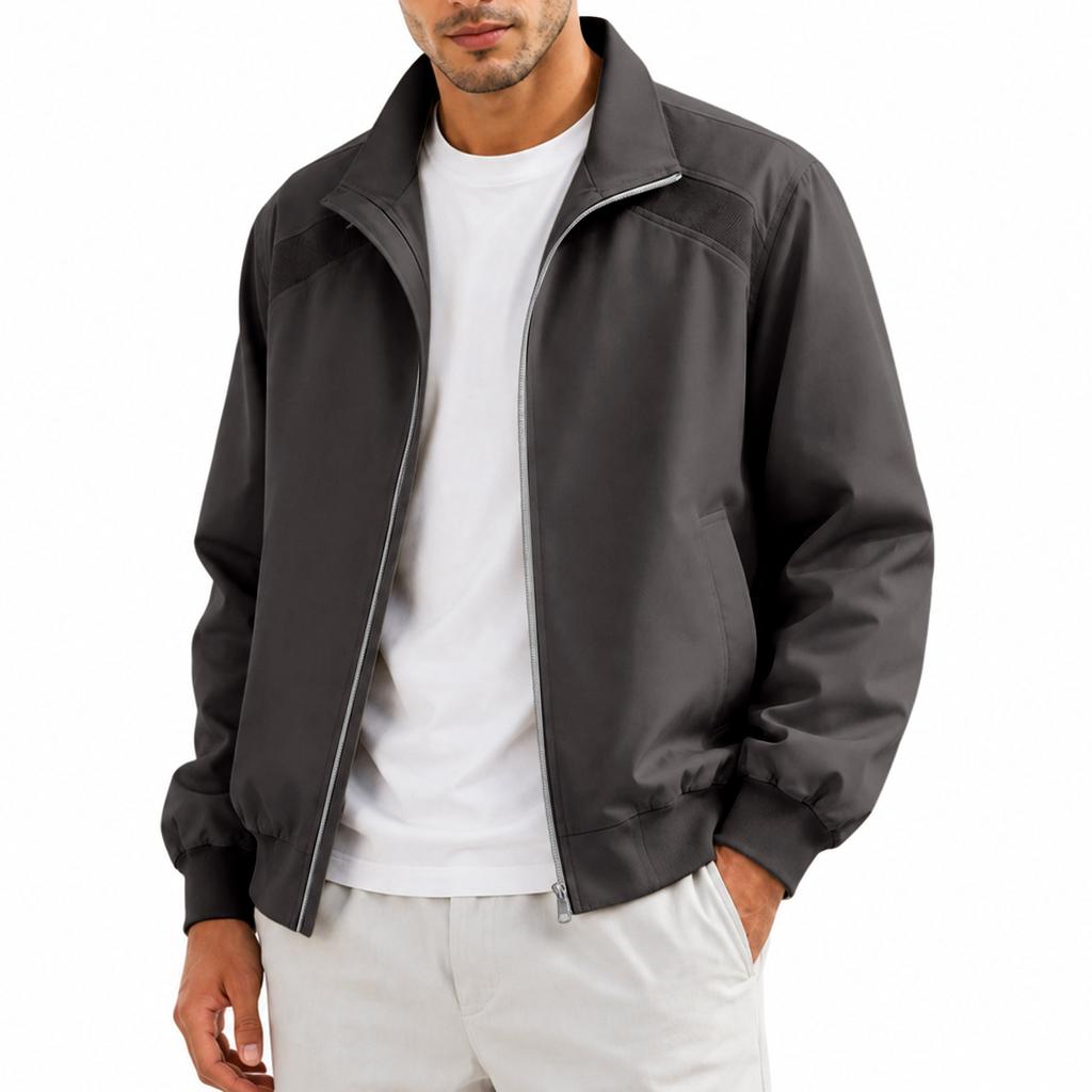 Men's Casual Flight Jacket Stand Collar Baseball Collar Jacket for Everyday Wear