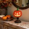 Resin Lamp for Bedroom Stained Glass Halloween Pumpkin Table Lamp, USB Powered Night Light with Dark Academia Desk Decor Warm Glow, Gothic Desktop