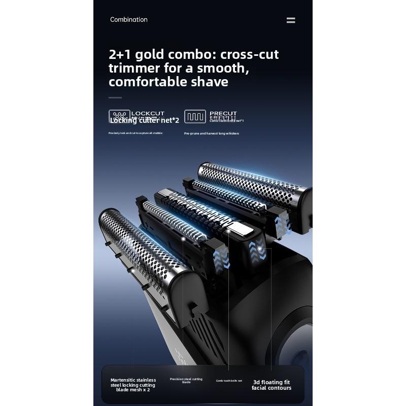 Two-in-one Reciprocating Razor with Digital Display, Magnetic Attachment, Three Blades, Portable Multi-functional Electric Trimmer