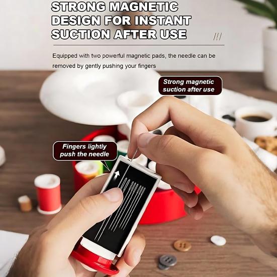 Rotating Magnetic Sewing Kit 360-Degree Rotatable Magnetic Sewing Box Multi-Layered Kit for Home Organizer Portable Sewing