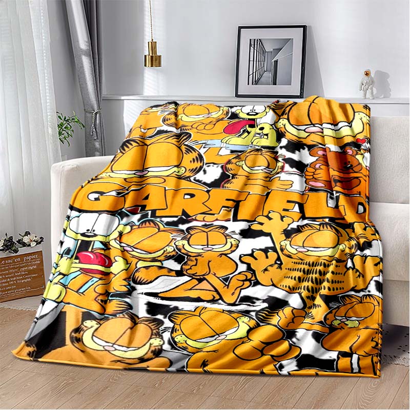 Cartoon Cute Yellow Cat G-Garfield Anime Blanket Flannel Extra Large Warm Soft Sofa Bed Bedroom Portable Blanket Bed Cover Gift