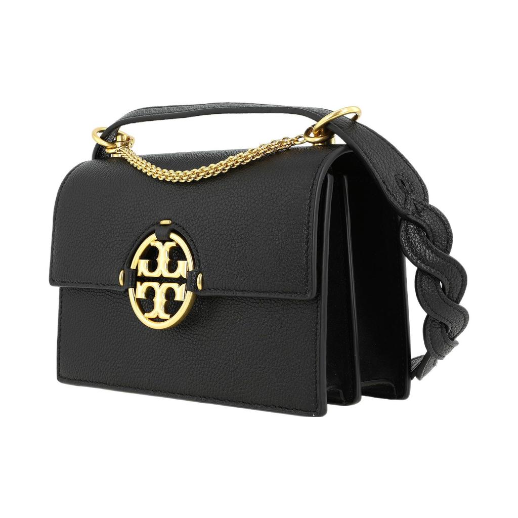 Tory Burch TB Miller Spring Summer Leather Flap Crossbody Shoulder Bag Small Women bags Black Black-Gold 88208-001
