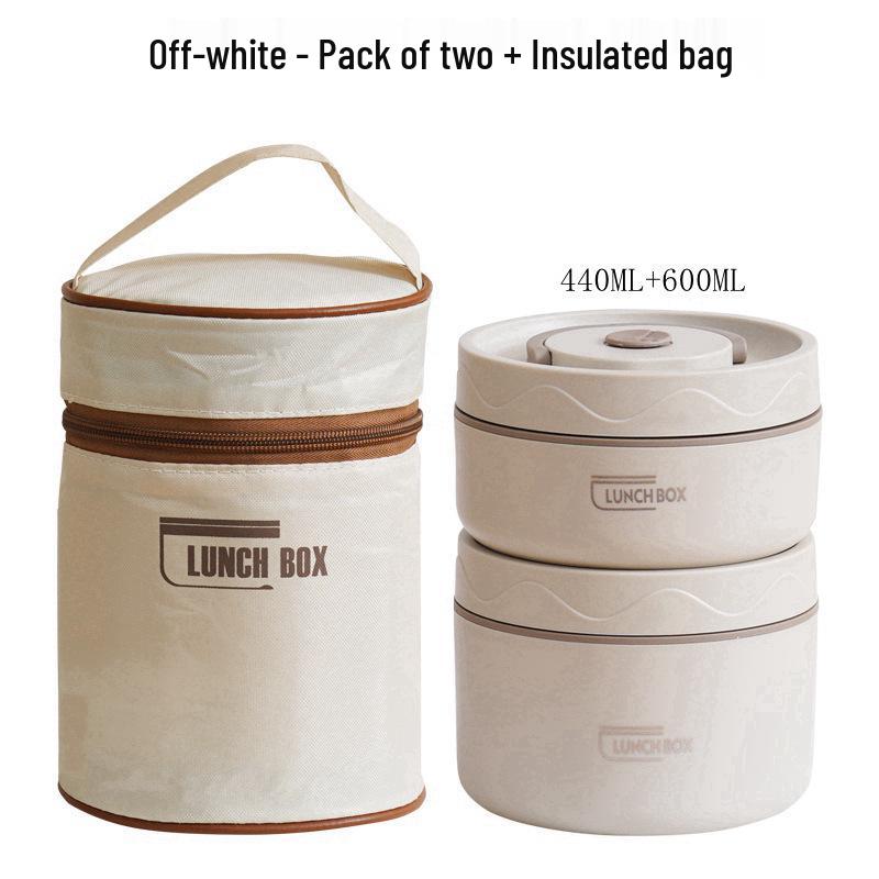 304 Stainless Steel Double-Layer Insulated Lunch Box with Lid for Office Workers & Students
