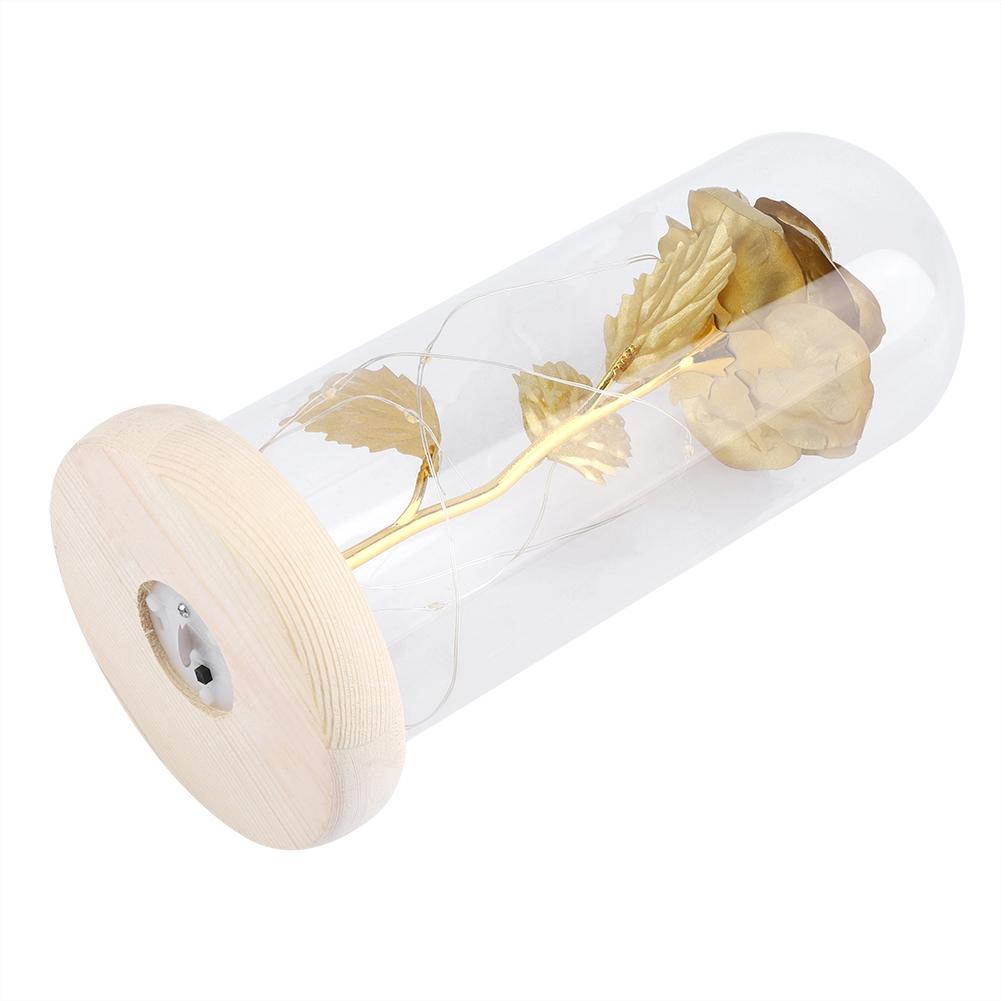 Konservierte Rosenblume LED-Licht mit Glaskuppel & Holzsockel Valentinstag Hochzeitsgeschenk