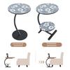 C-shaped Side Table with Floral Tabletop Metal Frame Office Living Room Bedroom