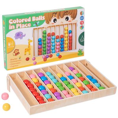 Holzfarbenes Kugelplatzierungsspiel für die frühe Bildung - Fördert Farbabgleich, Klassifizierung und logisches Denken bei Vorschulkindern.