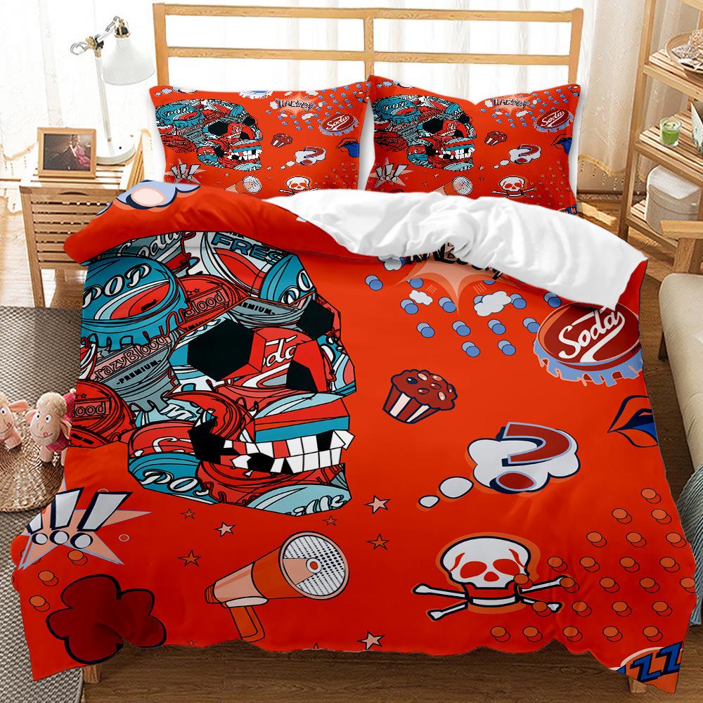 D digital printing urban design quilt cover bed grinding three-piece set