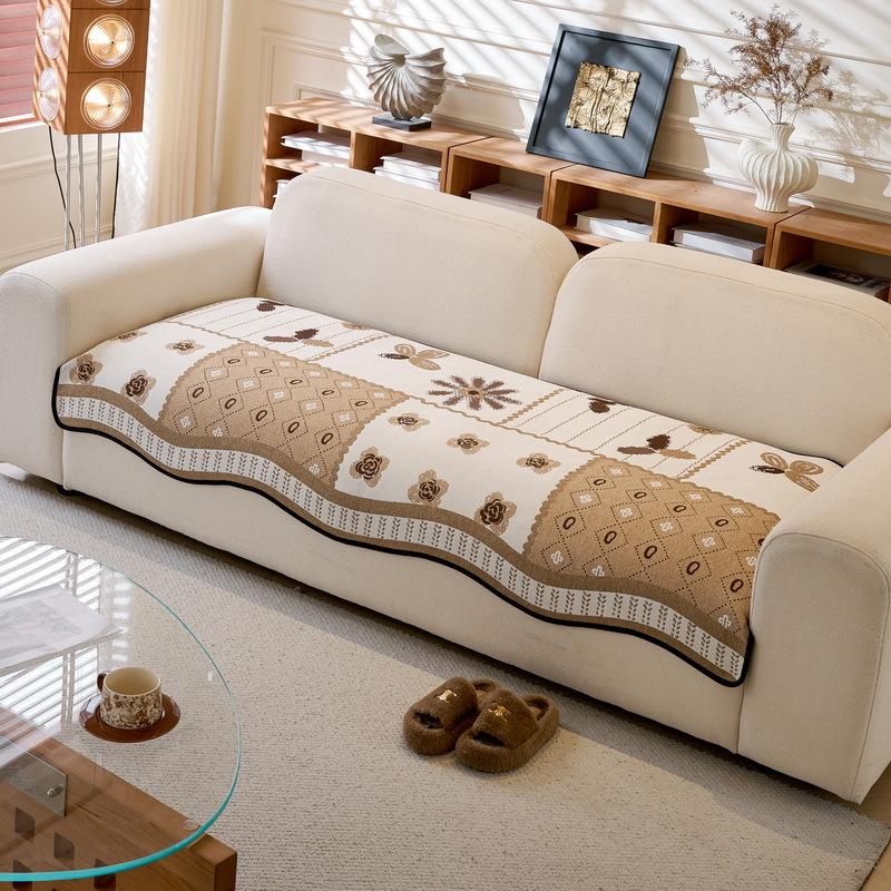 

New Sofa Cushion Four Seasons Universal Fixed Non-Slip Special-Shaped Straight Row Seat Cushion Advanced Leather Sofa Cover 90*90cm