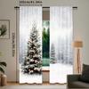 Set Of 2 Modern Christmas Curtain Natural Winter Forest Snowflake Snowfall White Snow Tree Home Party Decoration Simplistic Drapes Made Polyester